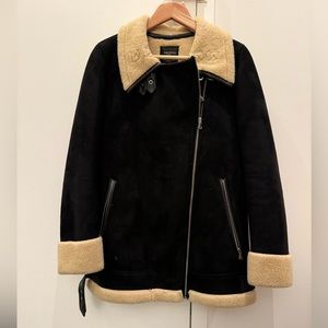 Zara Black and Brown Suede Moto Jacket